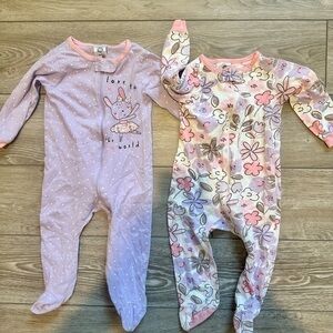 2 Carter's Baby Girl Sleepers - Purple and Pink
